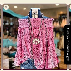 Leopard Smocked Off Shoulder Blouse. Brand new in bag